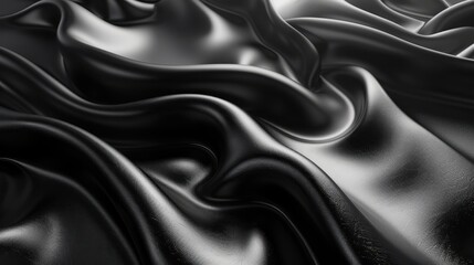 Obraz premium Black Draped Fabric Shows Soft Waves and Texture