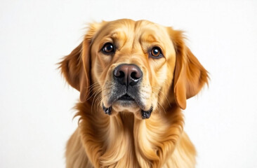 Fototapeta premium Portrait of a golden retriever dog isolated on a white background