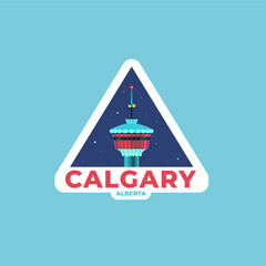 Travel Vector Sticker. Calgary Alberta Canada
