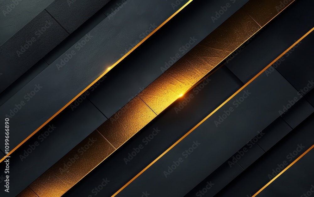 Poster Abstract Gold And Black Diagonal Lines Pattern