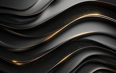 Fototapeta premium Abstract Black Gold Waves Design Background