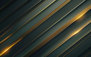 Obraz premium Abstract Diagonal Gold Lines Dark Green Background