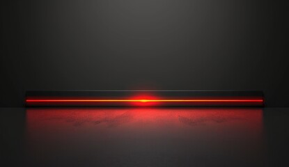 Obraz premium Red Light Illuminates Dark Horizontal Platform