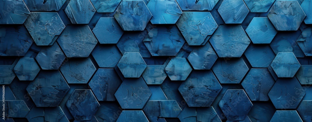 Poster Abstract Hexagonal Blue Pattern Background Texture
