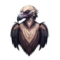 polygon art vulture in form of a heart. Tattoo motiv or print idea for clothing. PNG image isolated on white.