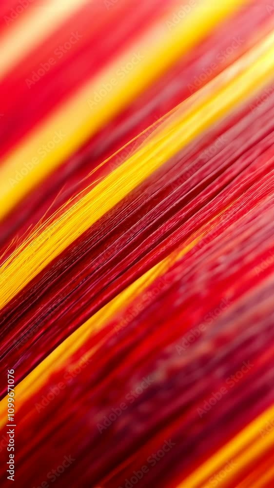 Poster colorful strands of red and yellow fibers create a vibrant pattern in a close-up view of a textile