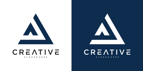 Abstrack triangle shape logo design. Premium Vector