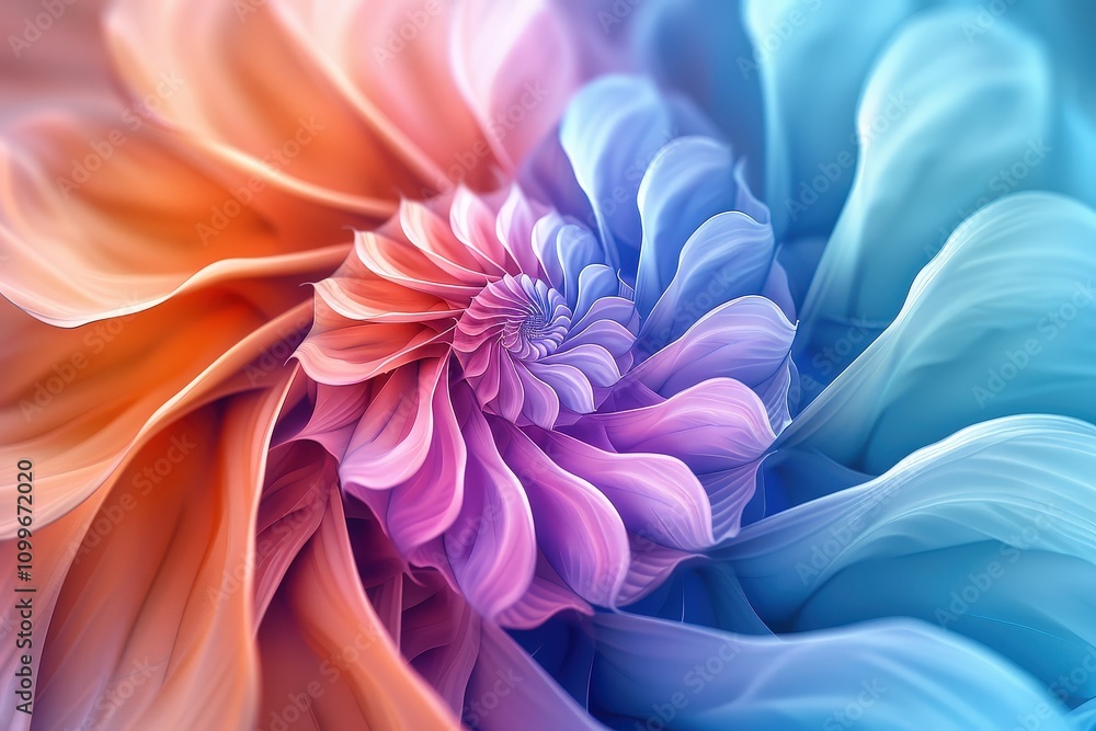 Poster vibrant spiral patterns abstract art digital creation colorful environment close-up view artistic co