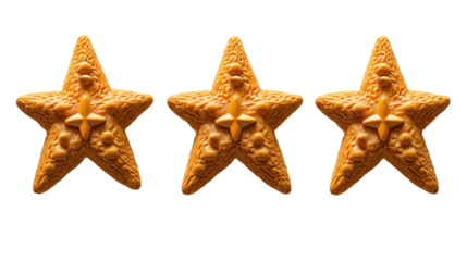 PNG Three orange star-shaped objects with a cross in the center