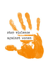 orange hand mit text - stop violence against women