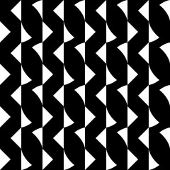 Seamless pattern with geometric motifs in black and white