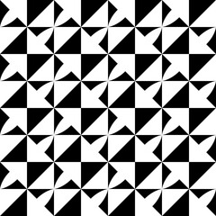 Seamless pattern with geometric motifs in black and white