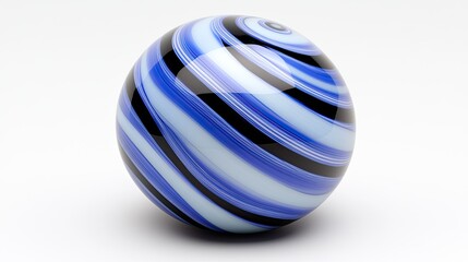 Obraz premium Shiny, reflective abstract shape displays swirling forms and light interplay against a calming blue backdrop, showcasing detailed textures
