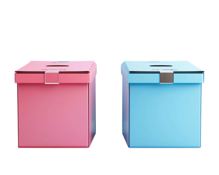 a pink and blue boxes