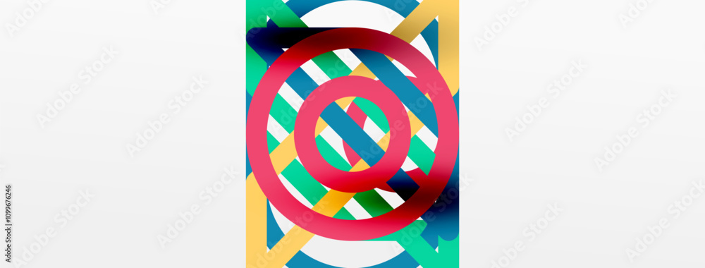 Poster abstract background - colorful circle lines technology or business digital template