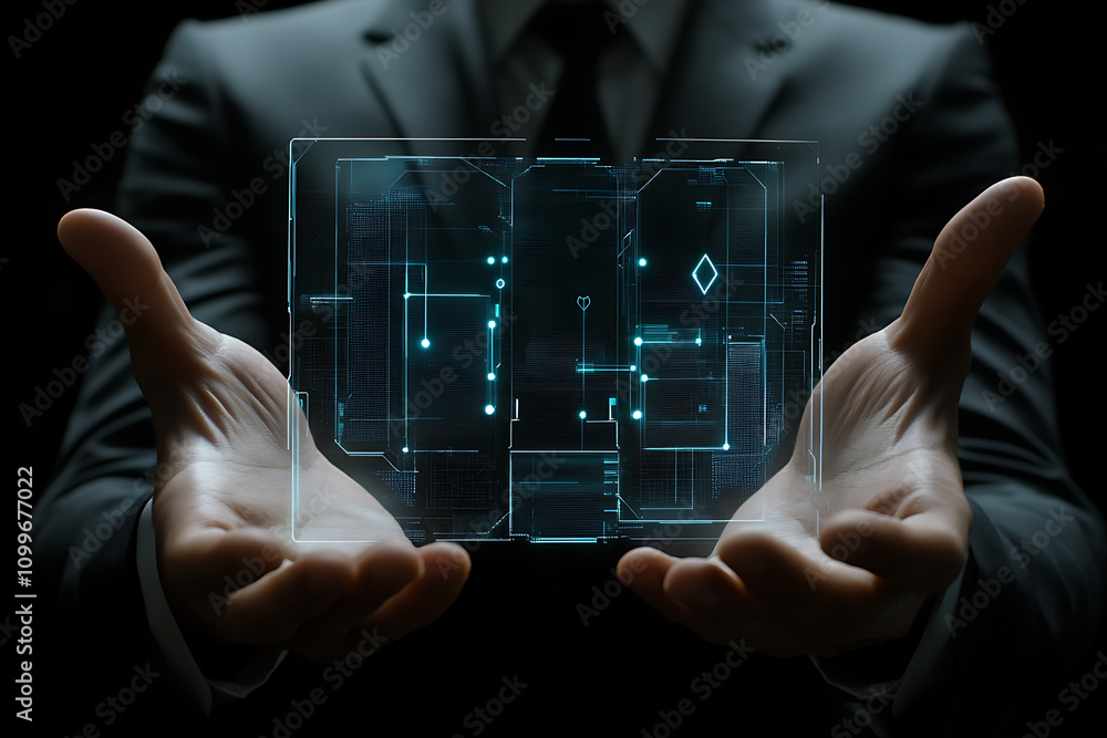 Wall mural futuristic digital interface: a vision of tomorrow's technology. innovative network and data systems
