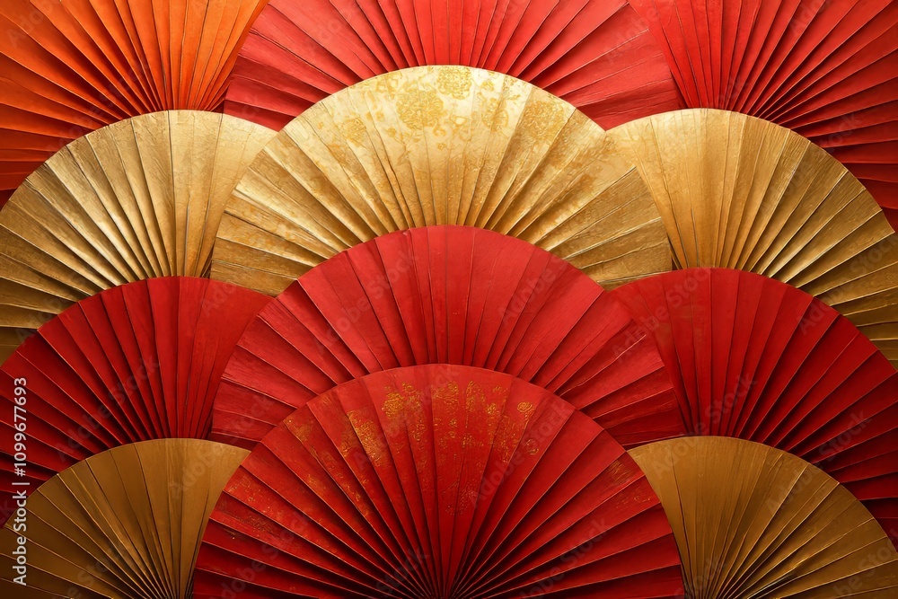 Aufkleber lunar new year chinese banner template with copy space. the red and gold fan pattern is traditional 