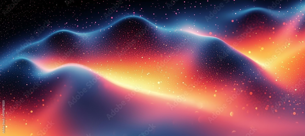 Fototapete grainy gradient wave banner header backdrop in magenta pink color with dark noise grain texture