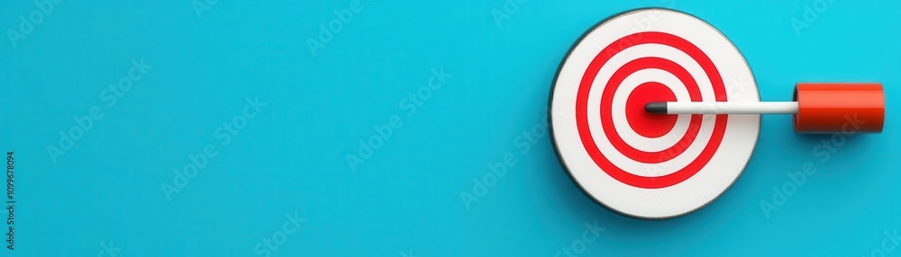 Poster a simple bullseye target with red concentric circles on a blue background symbolizes goal setting an