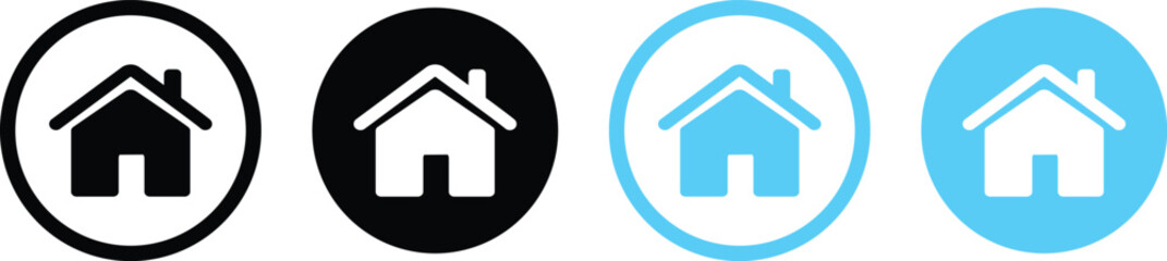 Collection home icons. House symbol. Set of real estate objects and houses black icons isolated on white background.
