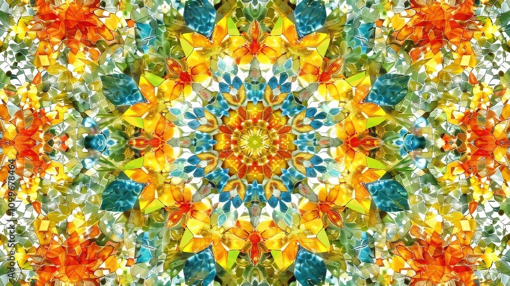 Poster vibrant kaleidoscope patterns abstract art digital creation colorful design aesthetic viewpoint visu