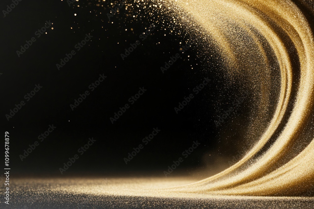 Aufkleber a graceful swirl of dust particles dances against a black backdrop, creating an elegant and dynamic 