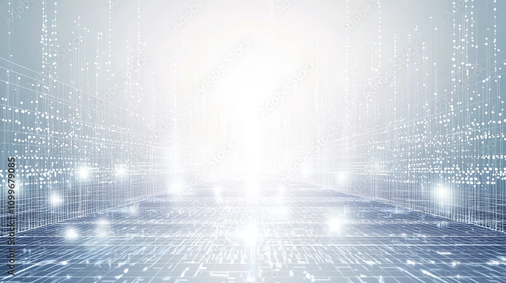 Poster the background is composed of grey and white, representing connectivity in today's digital world, sc