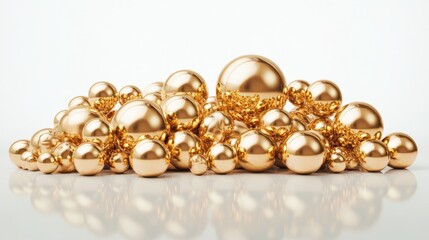 golden christmas balls isolated on white