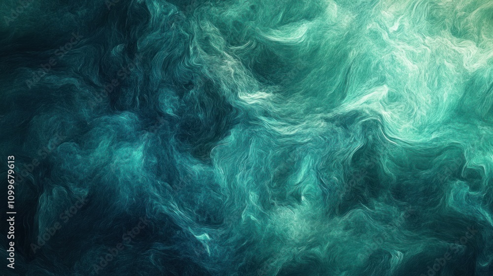 Poster abstract oceanic swirl in teal and turquoise with swirling patterns