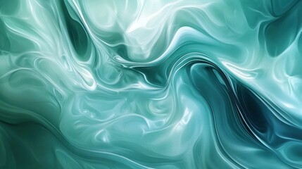 Obraz premium Abstract Fluid Waves of Serene Aqua and Teal with Luminous Swirls and Depth in a Dreamy Canvas