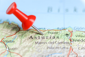 Asturias, Spain pin on map