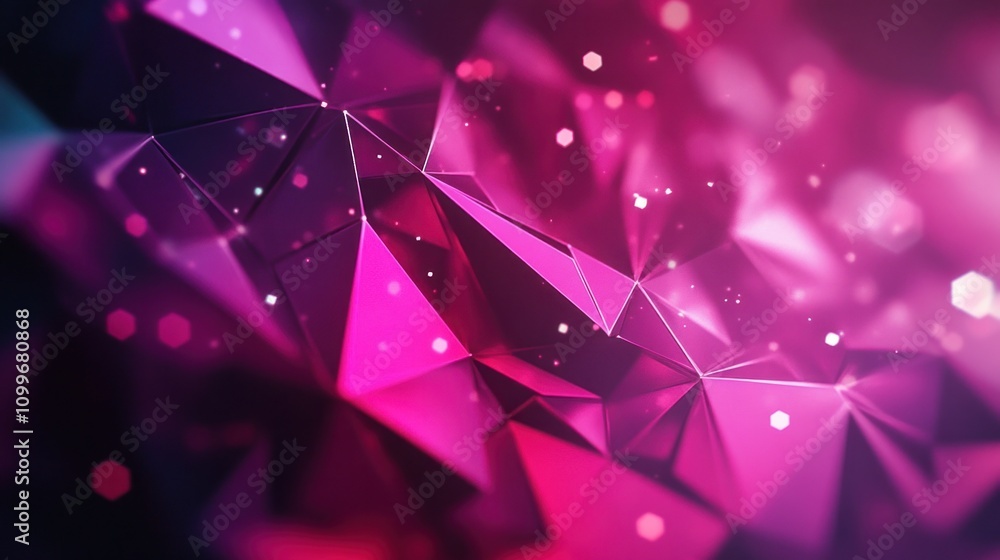 Poster vibrant abstract polygonal design with dynamic geometric pattern and pink color