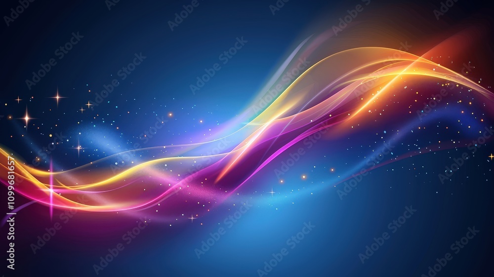 Poster vibrant light waves dance abstract visual art digital creation colorful environment dynamic viewpoin