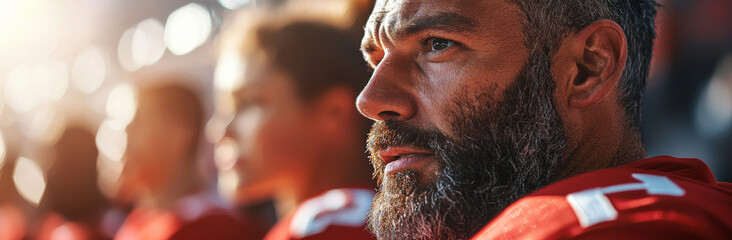 Naklejka premium Intense athlete focused on game, showcasing determination and strength