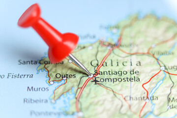 Santiago de Compostela, Spain pin on map