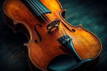Violin string and bow captured in high detail,