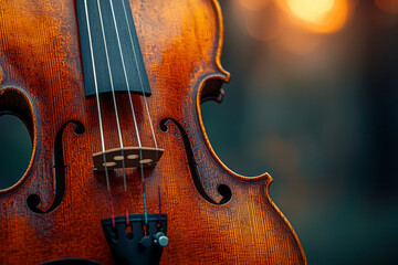 Violin string and bow captured in high detail,