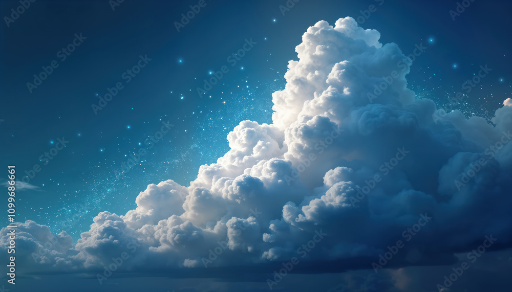 Fototapete abstract digital cloud formation with glowing network connections. futuristic cloud tech concept sho