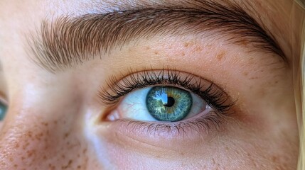 Obraz premium A close-up of eyebrows with a soft, natural look, adorned with a hint of brow pencil and mascara, emphasizing a fresh and youthful appearance