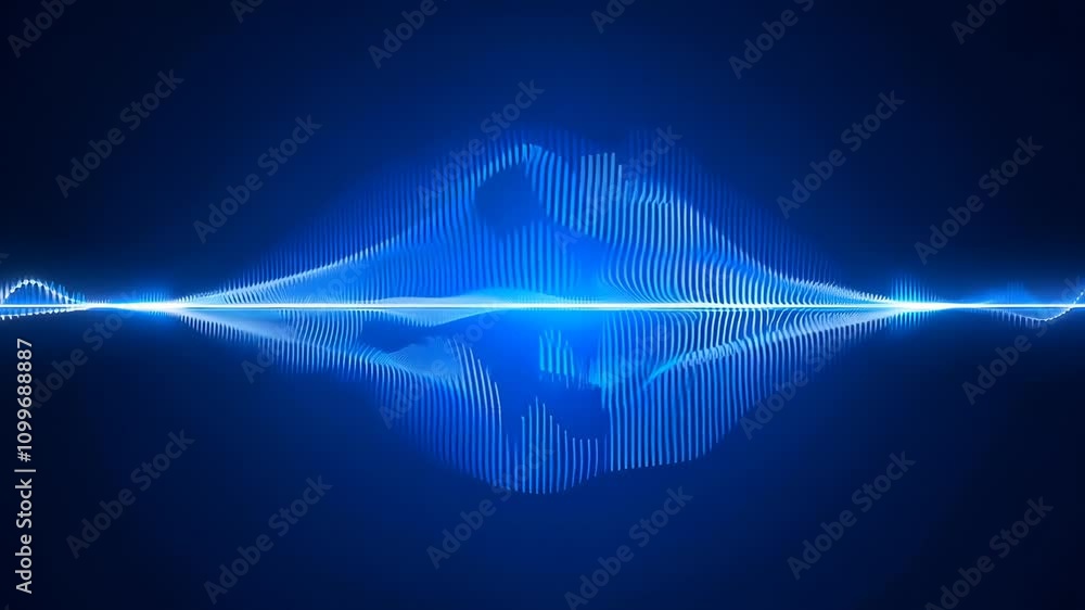 Wall mural evolving blue waveform displaying dynamic energy and modern technology