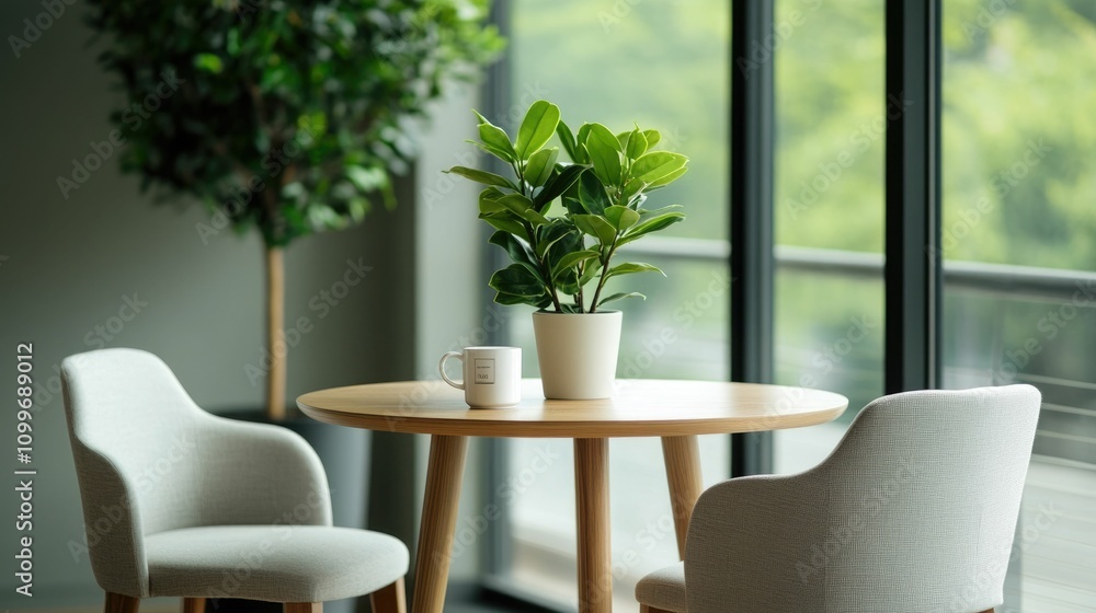 Poster ficus tree as the centerpiece in an indoor greenery setup lush statement piece adding tranquil atmos