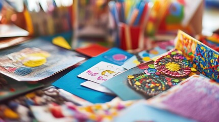 Fototapeta premium Creative cards and crafts for international volunteer day with copy space