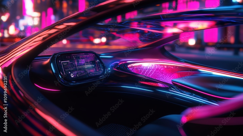 Aufkleber envision a futuristic car with a holographic interface that allows passengers to interact with the c