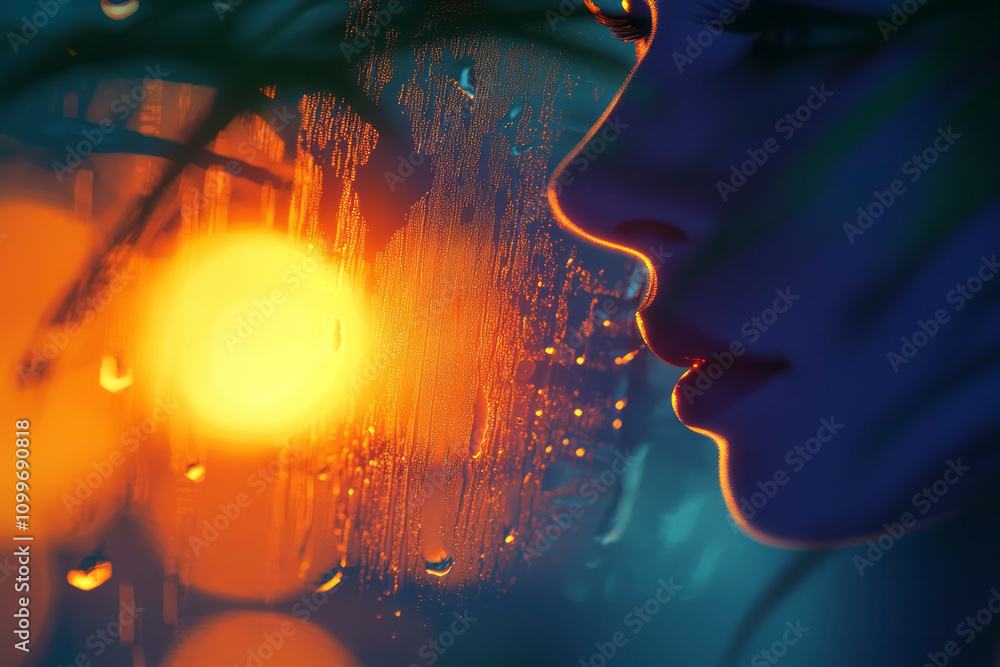 Aufkleber an artistic and surreal portrait of a woman with a soft expression, bathed in gentle lighting.
