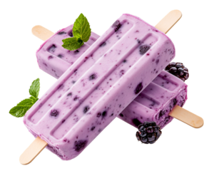 two popsicles with berries on them