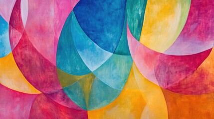 Fototapeta premium A dynamic abstract composition of overlapping translucent layers in vibrant colors, creating a sense of depth and complexity, ideal for contemporary art or design projects