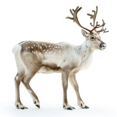 Fototapeta premium Multiple isolated reindeer on white background.