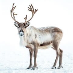 Obraz premium Multiple isolated reindeer on white background.