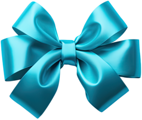 A vibrant blue satin bow with elegant loops and tails, perfect for decorations or gift wrapping.