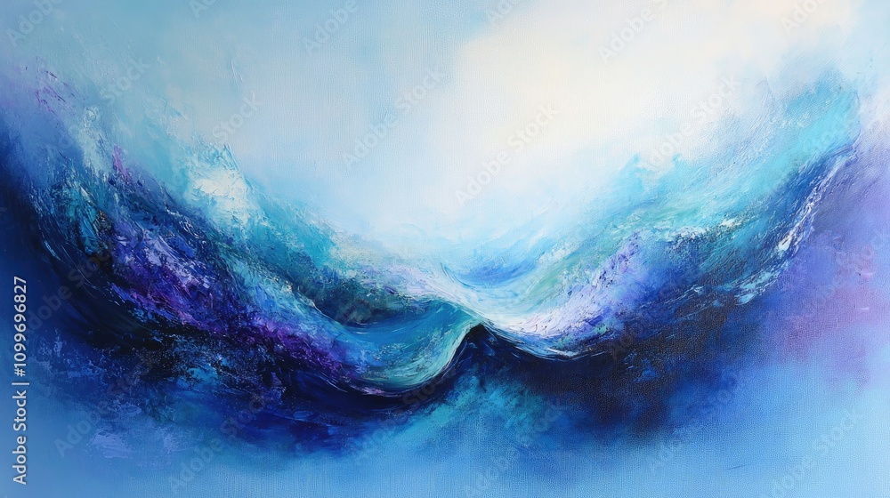 Poster a mesmerizing blend of swirling colors in shades of blue and purple, creating a dynamic abstract bac